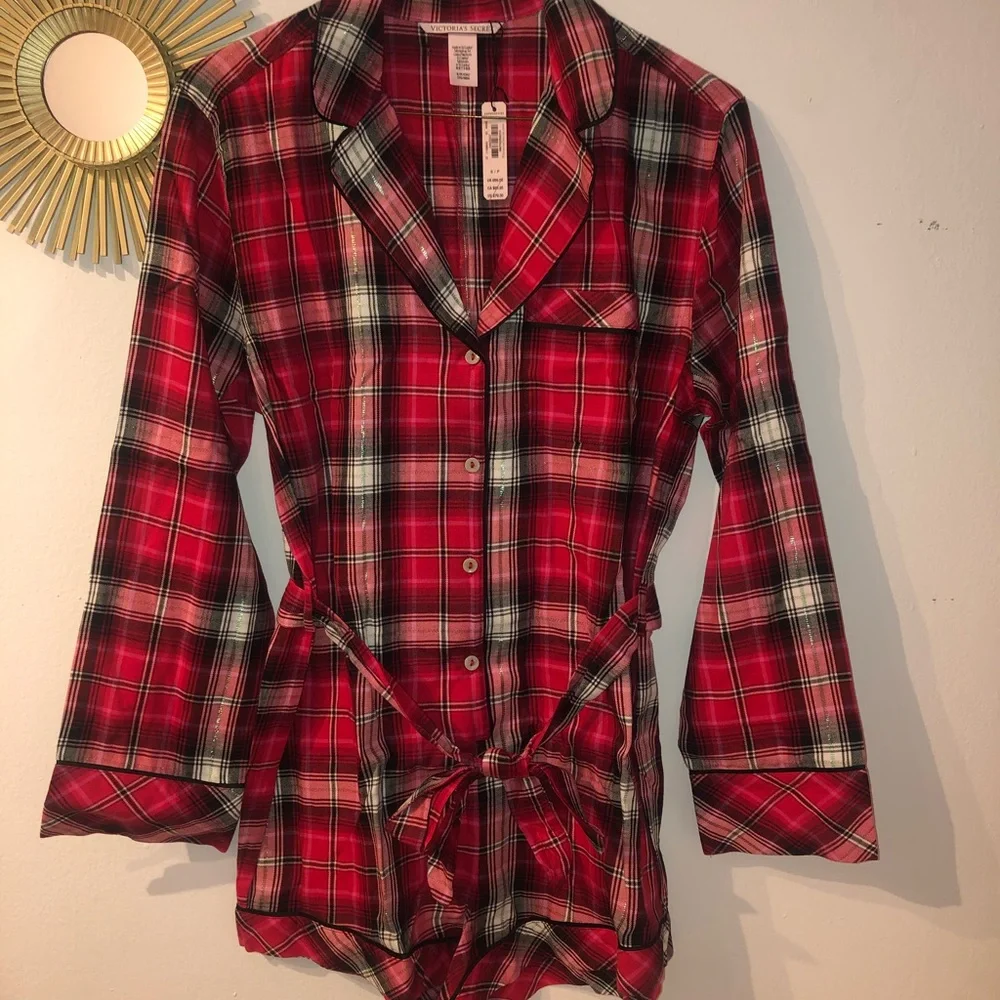Victoria's Secret Red Plaid Cotton Pajama Set